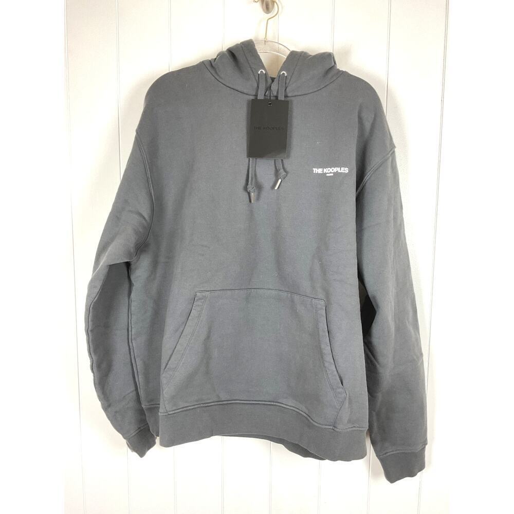 The Kooples NWT Faded Black Graphic Heavyweight Hoodie Sweatshirt Size XL